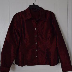 Beliza Burgundy Crinkled Shirt- Size 16- New!